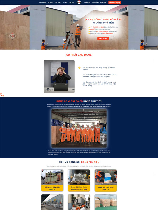 Mẫu website đóng gói hàng hóa 